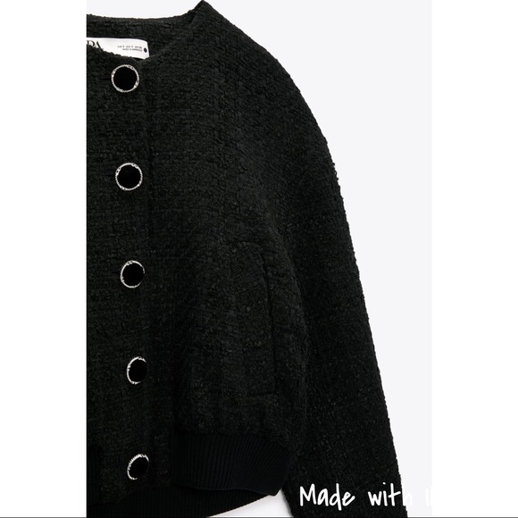 Zara Textured Button Bomber - Picture 3 of 15